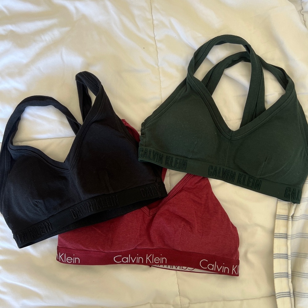 Calvin Klein Women's Bralette Set - Black, Green, Red - Size Small